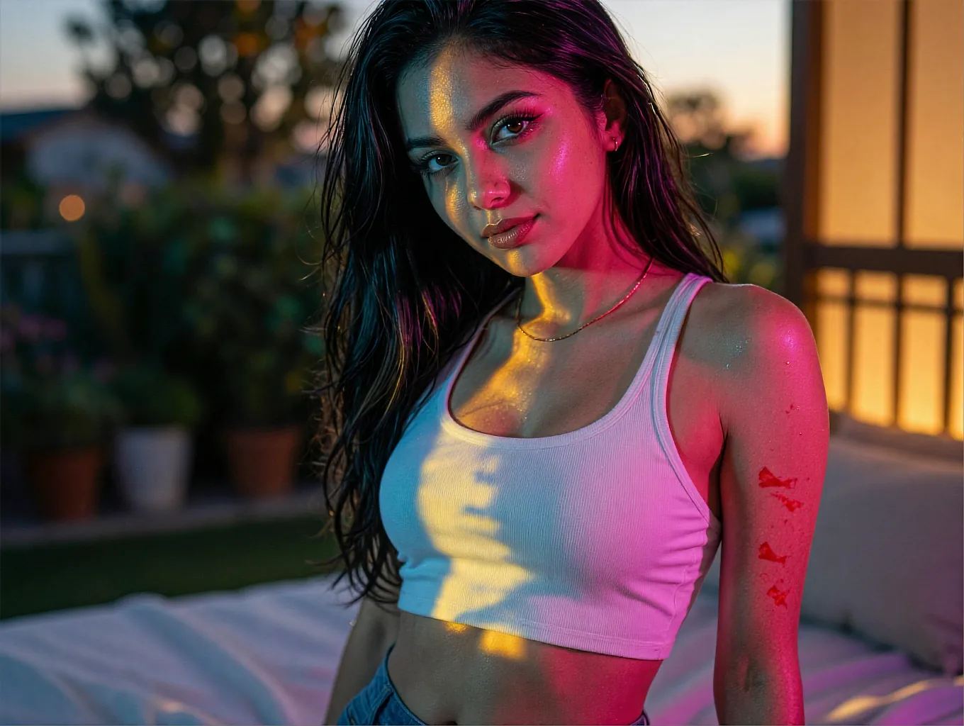 An AI girl staying in character during a roleplay porn chat